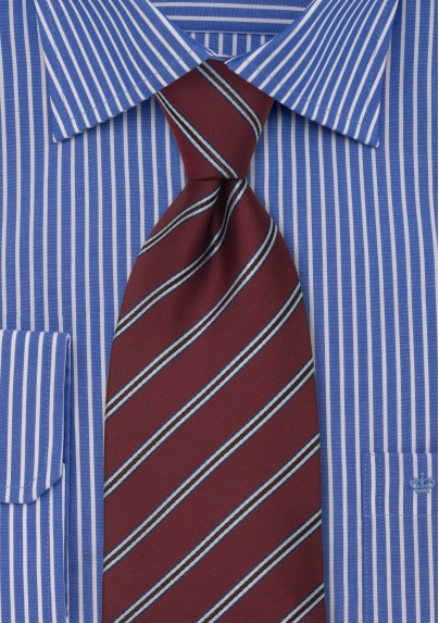 Maroon Neckties - Maroon Color Striped Tie