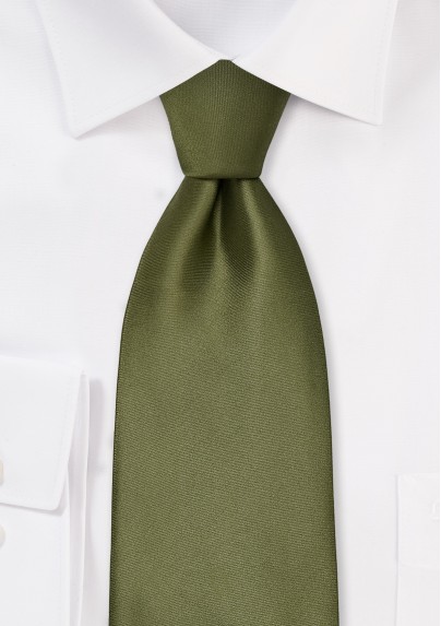 Solid Olive Green Tie in XL Length
