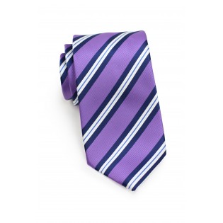 Purple Repp Striped Tie in XL Length