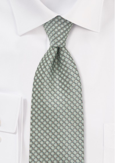 Diamond Patterned Tie in Mint Green