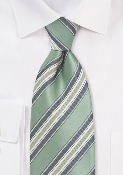 Striped Tie in Clover Green