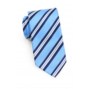 Repp Striped Summer Tie for Kids in Light Blue