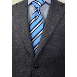 XL Repp Striped Summer Tie in Light Blue