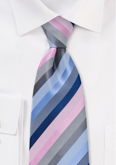 Striped Tie in Pastel Pinks and Blues