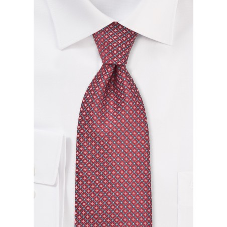Red and Silver Diamond Patterned Tie