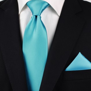 Bright Aqua Colored Necktie Styled