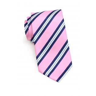 Bright Pink, Blue, and White Striped Tie