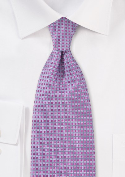 Grid-Like Tie in Fushcia and Violet
