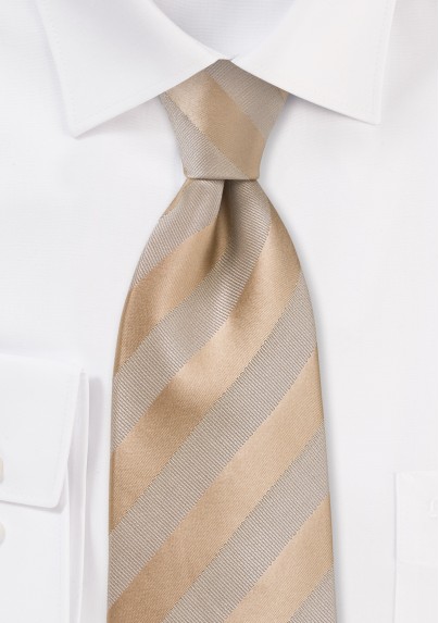 Golden Wheat Striped Extra Long Tie
