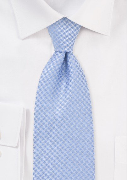 Traditionally Patterned Soft Blue Tie in XL Length