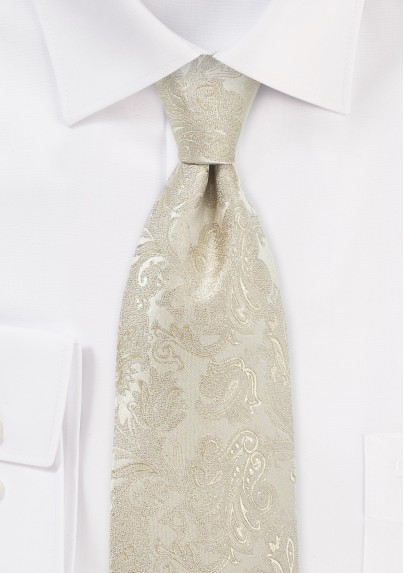 Formal Paisley Necktie in Golden Champagne - Mens-Ties.com
