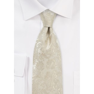Golden Champagne Wedding Silk Tie in XL