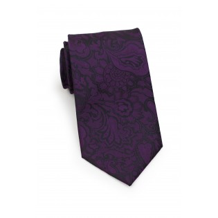 Kids Paisley Tie in Plum Purple