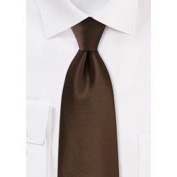 Extra Long Neck Tie in Solid Chocolate Brown