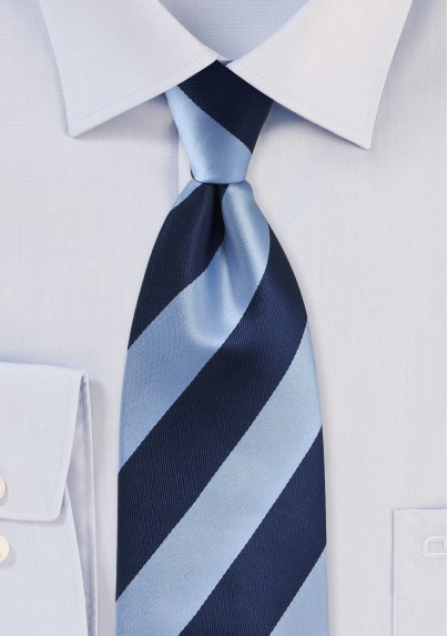 COLLEGE STRIPE Classic Stripe Mens Striped Silk Necktie Work Tie Navy Blue White 