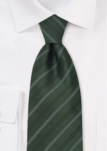 Green Neckties - Striped Tie in British Racing Green Color