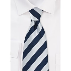 Navy and Silver Mens Necktie