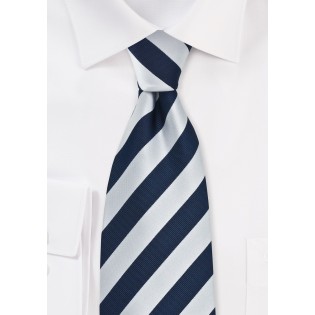 Navy and Silver Mens Necktie