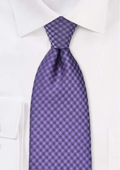 Electric Violet Gingham Tie