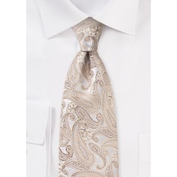 Festive Paisley Silk Tie in Gold Champagne