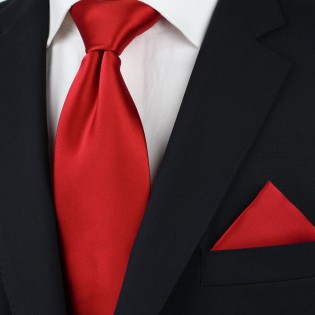 Red men's ties - Solid cherry red tie styled