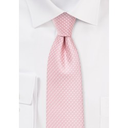 Soft Pink Pin Dot Necktie in Skinny Width