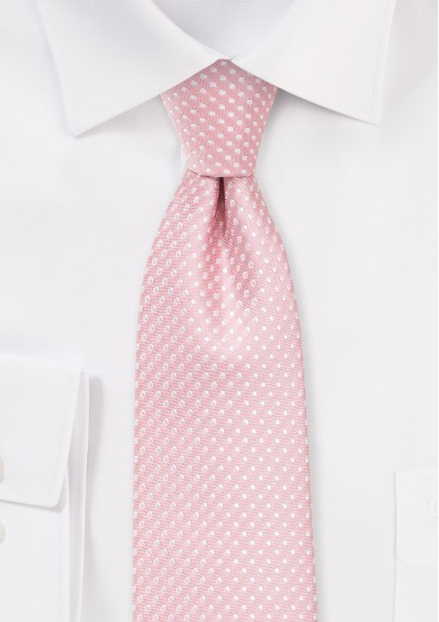 Soft Pink Pin Dot Necktie in Skinny Width