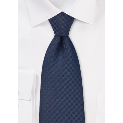 Extra Long Gingham Check Tie in Navy