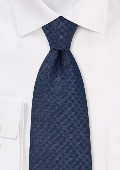 Extra Long Gingham Check Tie in Navy