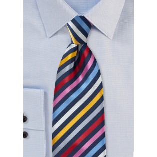 Multi Colored Tie with Vibrant Stripes in Long Length