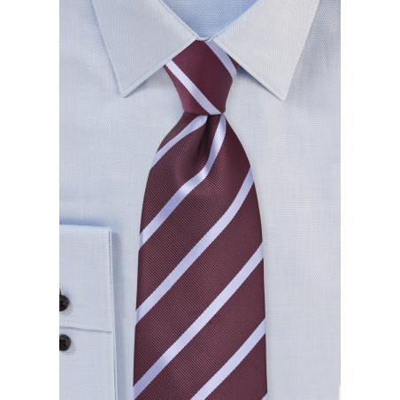 Strided Tie in Aged Burgundy and Grey