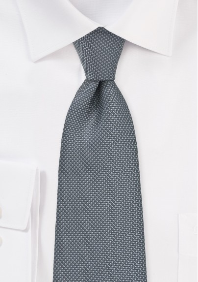Matte Woven Extra Long Tie in Classic Gray - Mens-Ties.com
