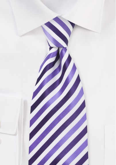Striped Extra Long Tie in Purples