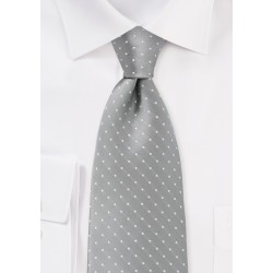 Soft Silver and White Polka Dot Tie