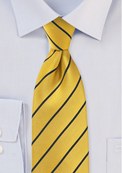 Classic Striped Tie in Yellow and Midnight Blue