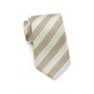 Gold and Beige Striped Extra Long Tie
