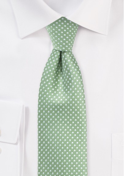 Sage Green Necktie with Mini Dots
