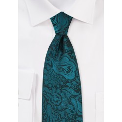 Elegant Paisley Tie in Peacock Teal