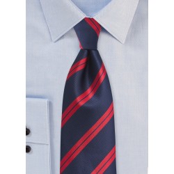 Repp Striped XL Tie in Navy and Red