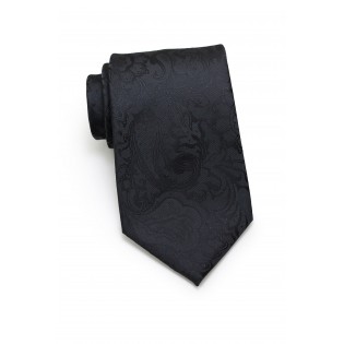 Monochromatic Paisley Tie in Jet Black