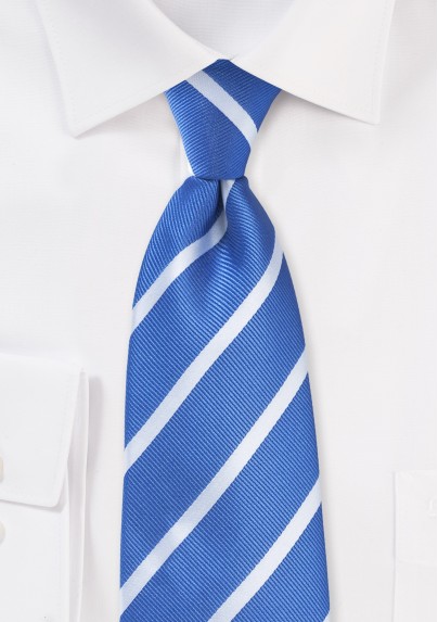 Repp Striped Tie in Blue and Silver