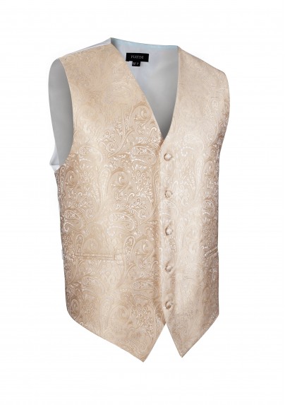 Paisley Textured Formal Vest in Golden Champagne
