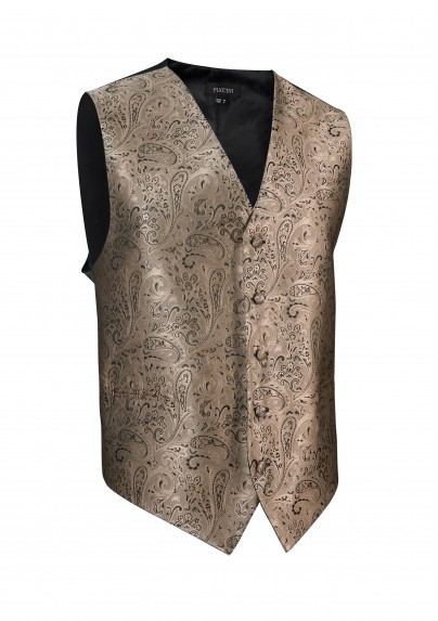 Formalwear Paisley Textured Vest in Bronze Burnished Gold