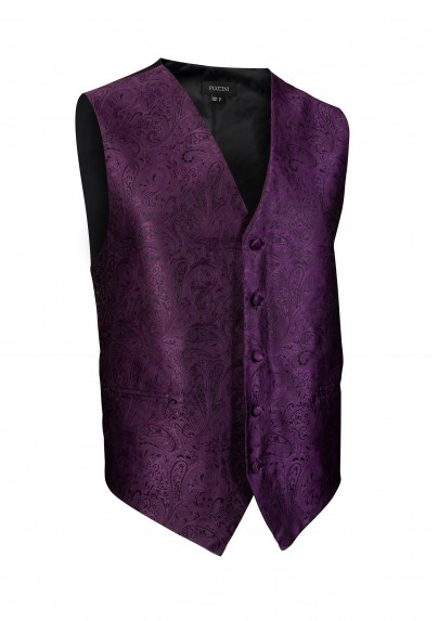 Paisley Textured Designer Vest in Berry Purple