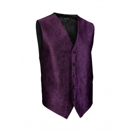 Paisley Textured Designer Vest in Berry Purple