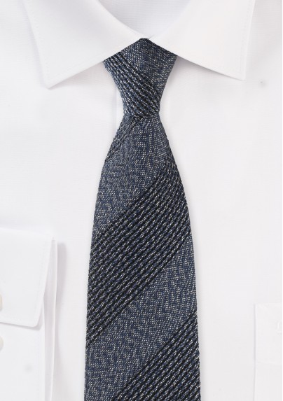 Textured Slim Cut Tie in Denim Blue