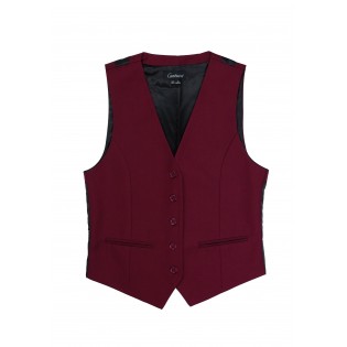 Women's Suit Vest in Deep Crimson Red Front