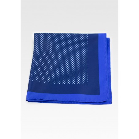 Blue Dress Pocket Square with White Pin Dots