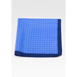 French Blue Hanky with Navy Polka Dots