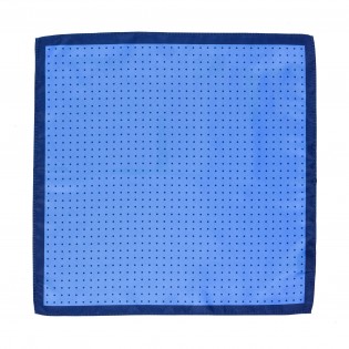 Sky Blue Pocket Square with Navy Polka Dots